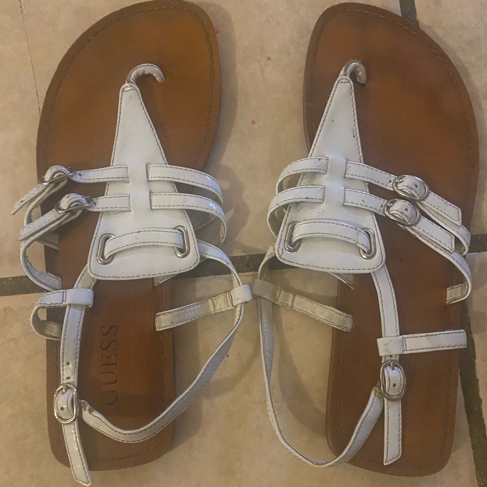 White guess sandals